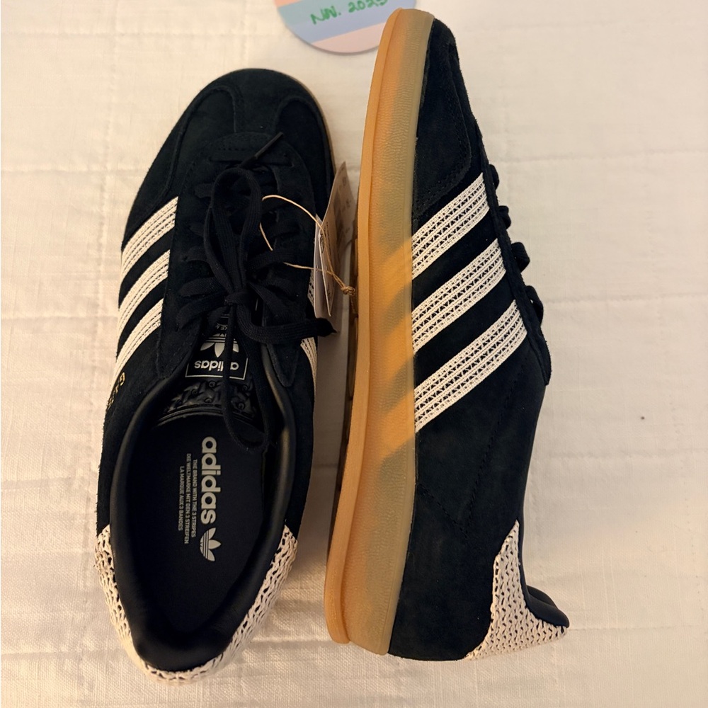 Adidas Black and White Shoes with Gum Sole